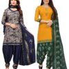 Women's Crepe Printed Unstitiched Dress Material Combo Pack Of 2